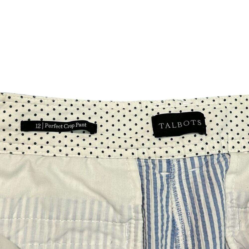 Talbots Blue White Striped Seersucker Nautical The Perfect Crop Cropped Pants 12 - Picture 6 of 11